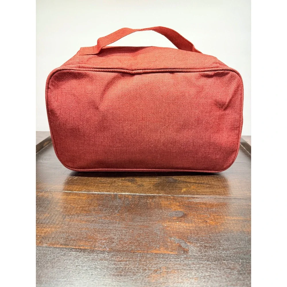 Rigby‎ and Peller Red Canvas Travel Toiletry Makeup Bag Organizer Pouch